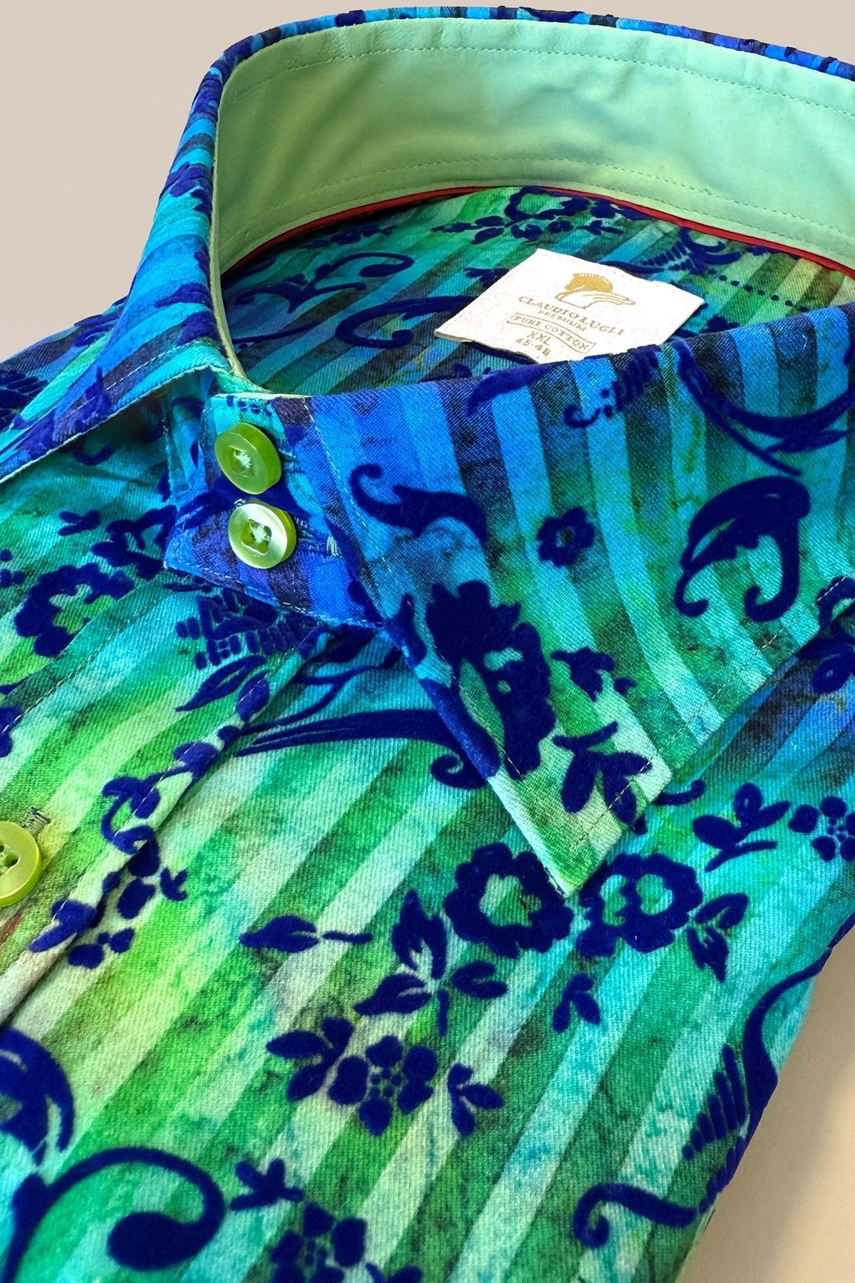 Tie-Dye Floral Flocking Shirt - Green