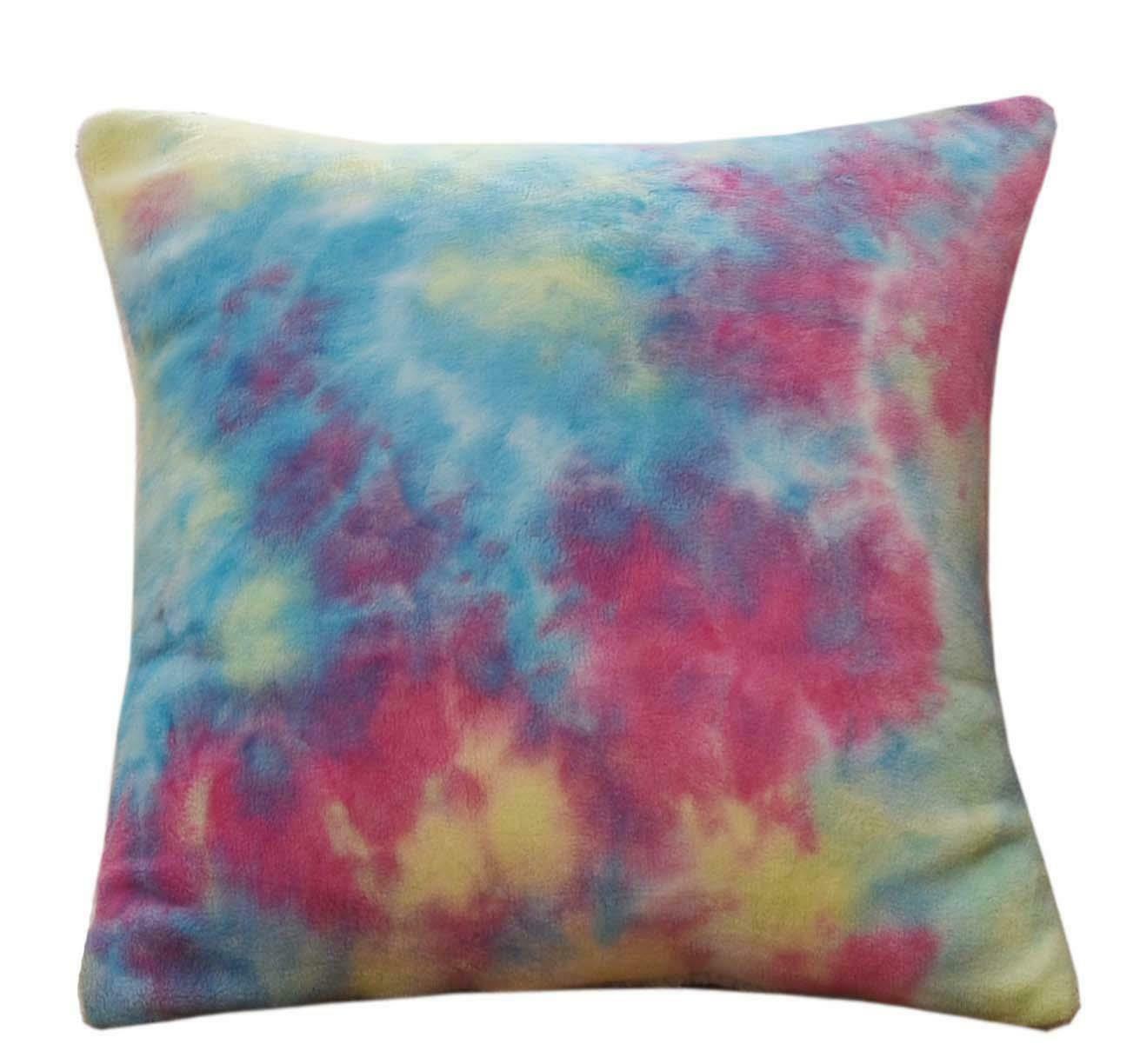 Tie Dye Rainbow Ultra-Soft Teddy Fleece Duvet Set for Kids Reversible Bedding with Cushion and Throw Single and Double Beds by OLIVIA ROCCO