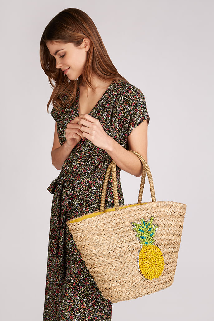 Louche Tilde Straw Bag With Pineapple