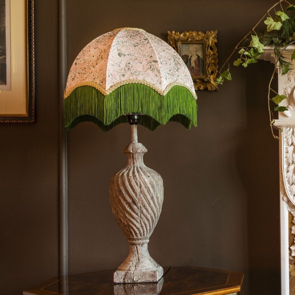 Tinker & Tallulah Vintage Dome floral lampshade with green fringe