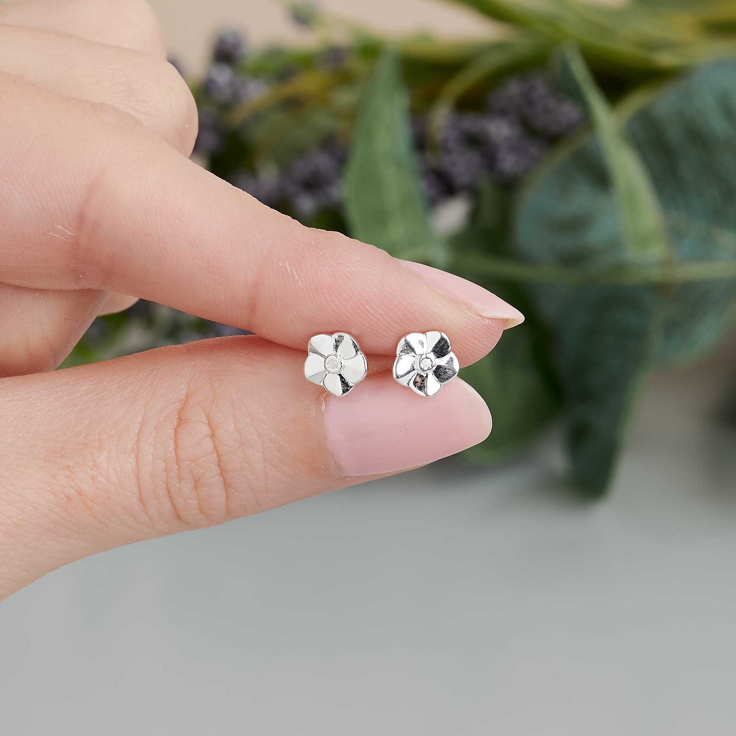 Forget-Me-Not Tiny Silver Stud Earrings
