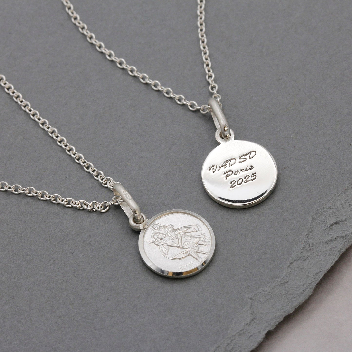 Classic Tiny St Christopher Necklace Sterling Silver 10mm