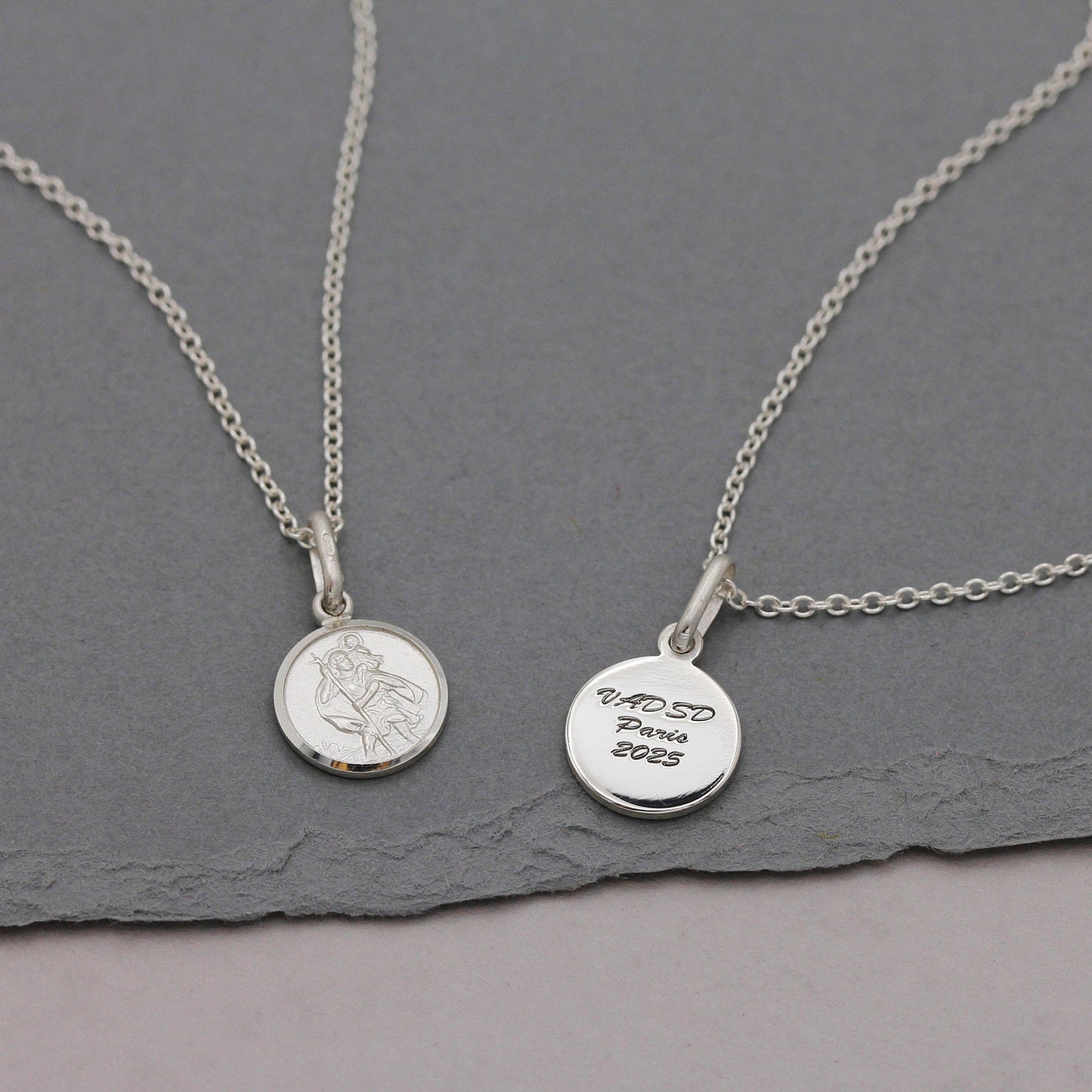 Classic Tiny St Christopher Necklace Sterling Silver 10mm