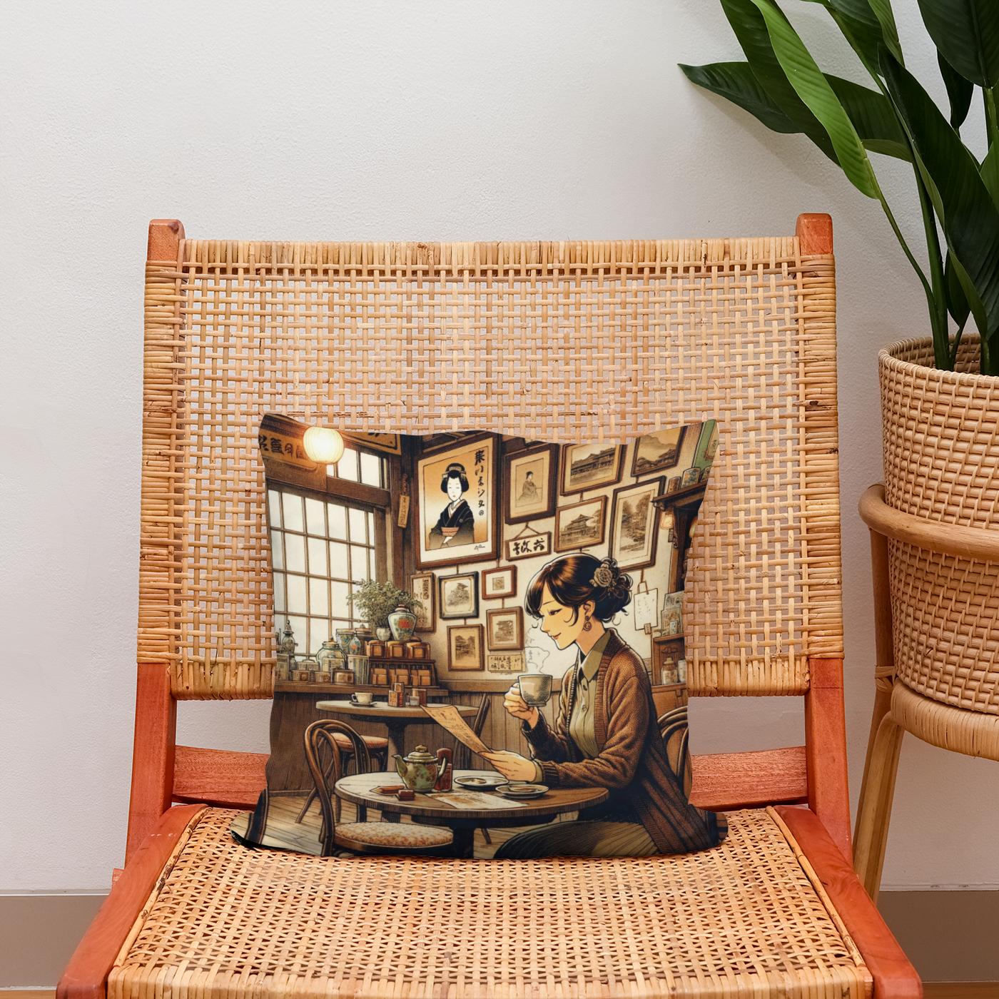 Nostalgic Café Moment Cotton Cushion