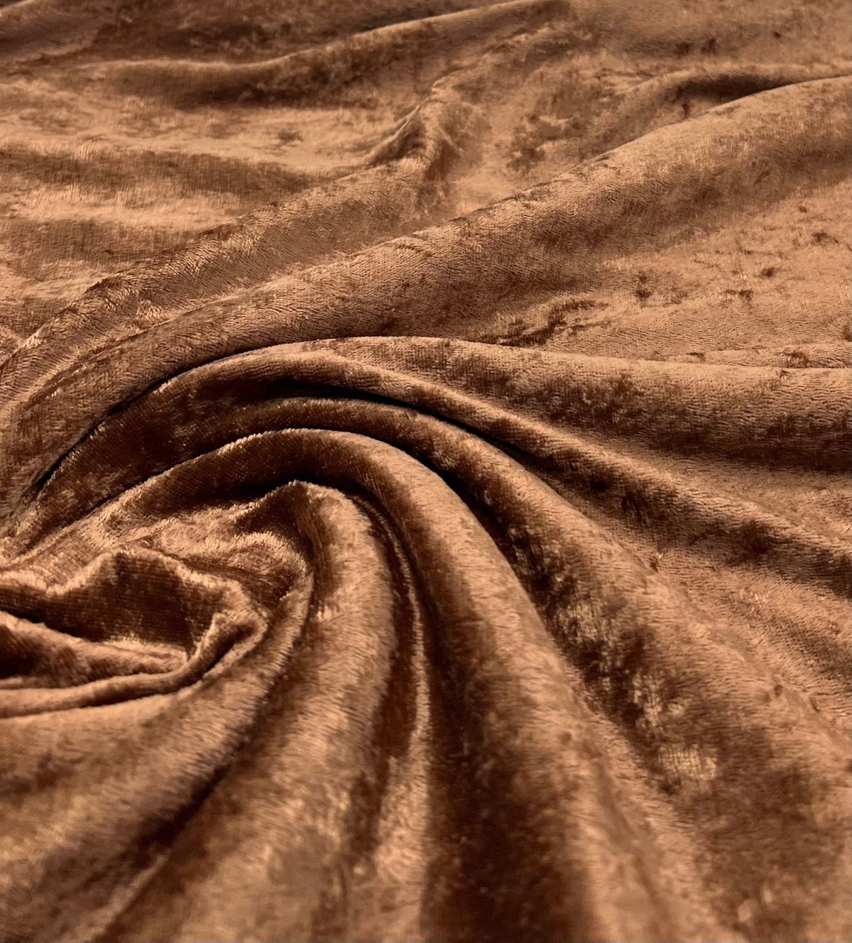 Toffee Brown Crushed Velour Spandex Stretch Fabric