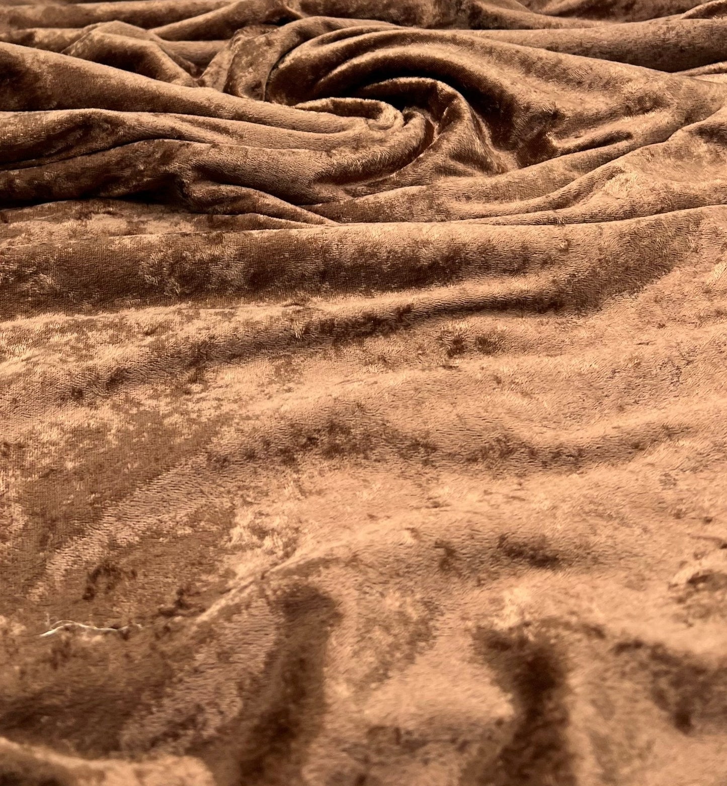 Toffee Brown Crushed Velour Spandex Stretch Fabric