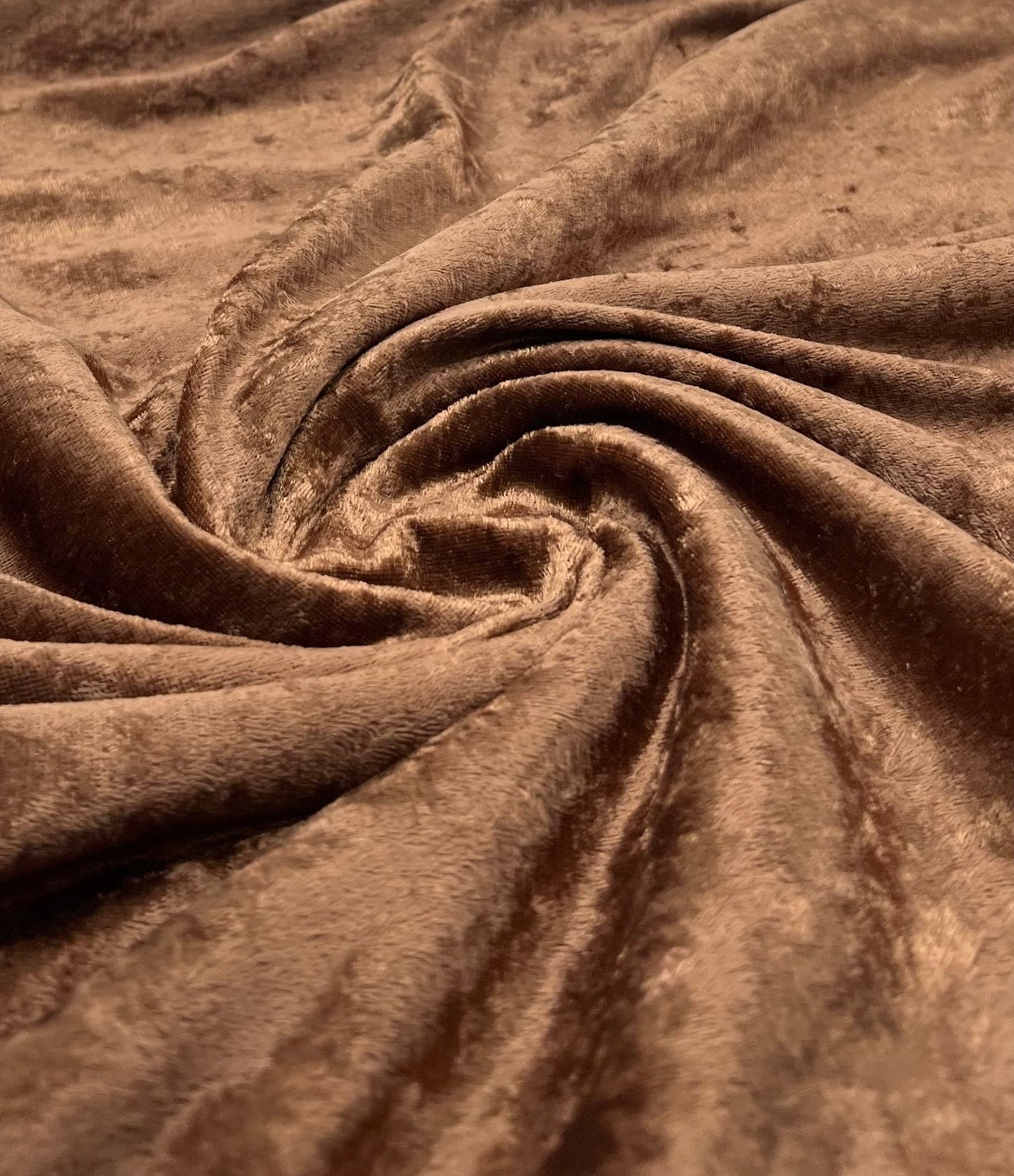Toffee Brown Crushed Velour Spandex Stretch Fabric