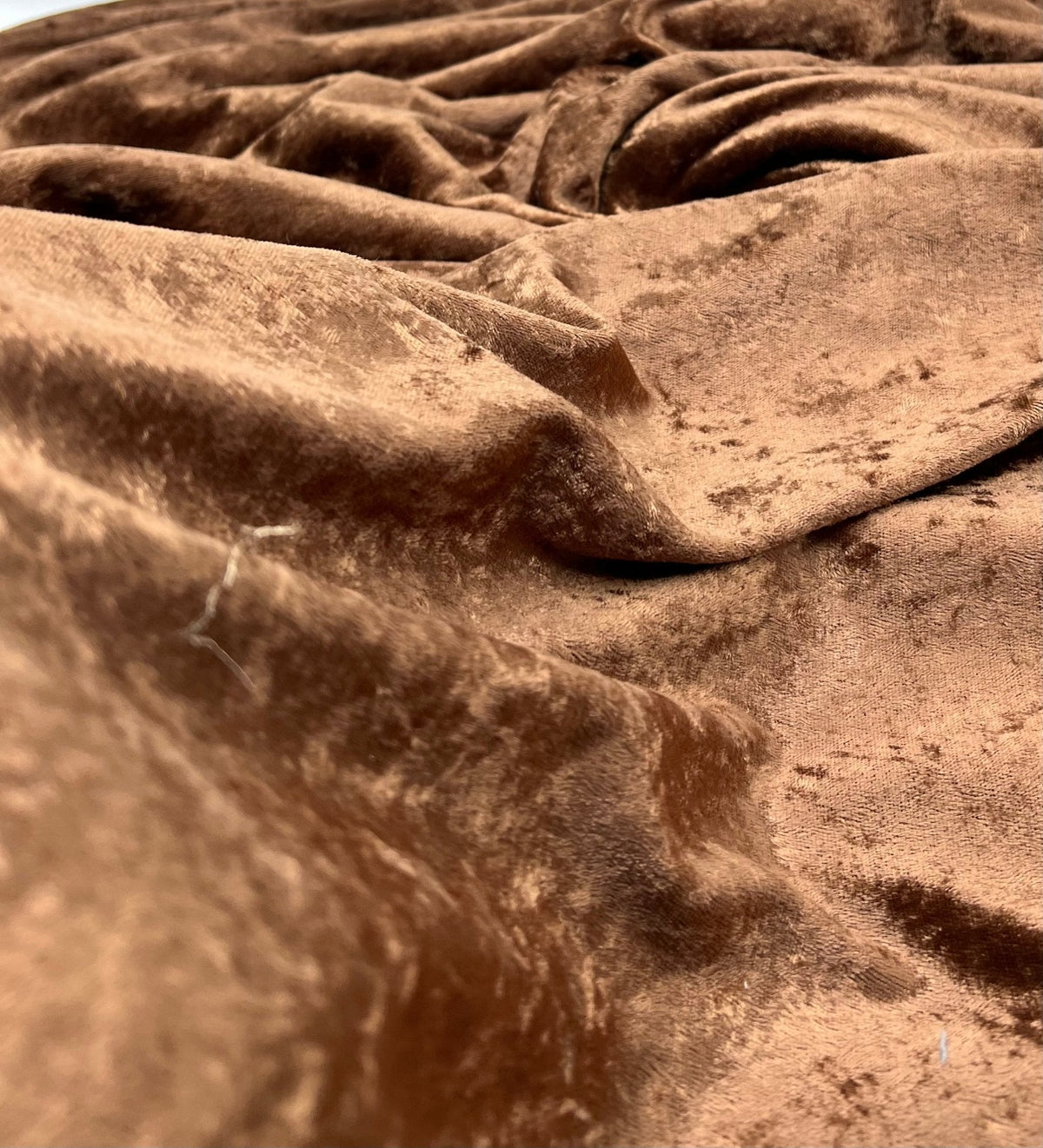Toffee Brown Crushed Velour Spandex Stretch Fabric