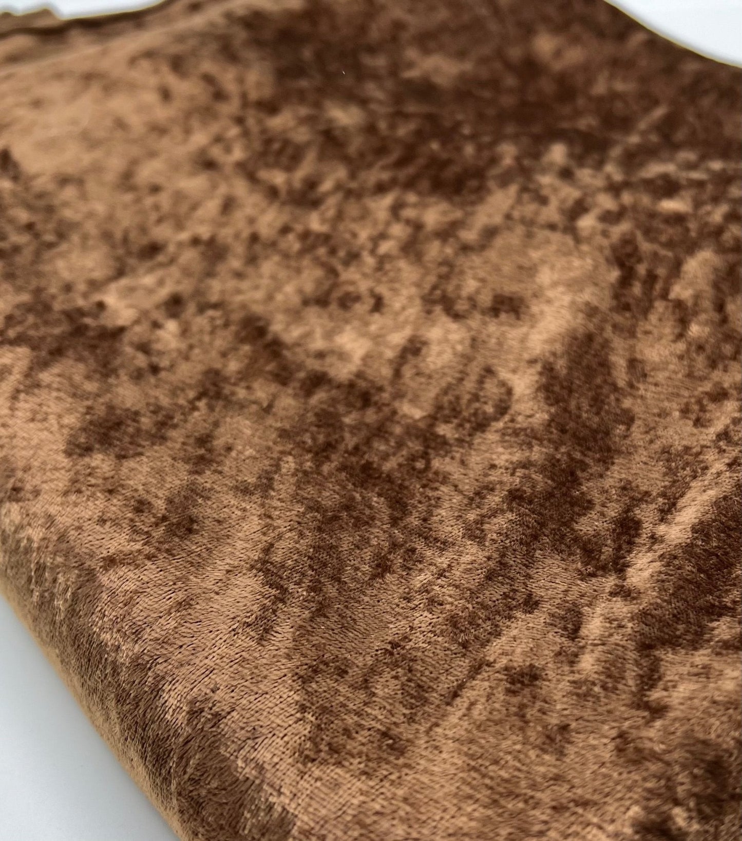 Toffee Brown Crushed Velour Spandex Stretch Fabric