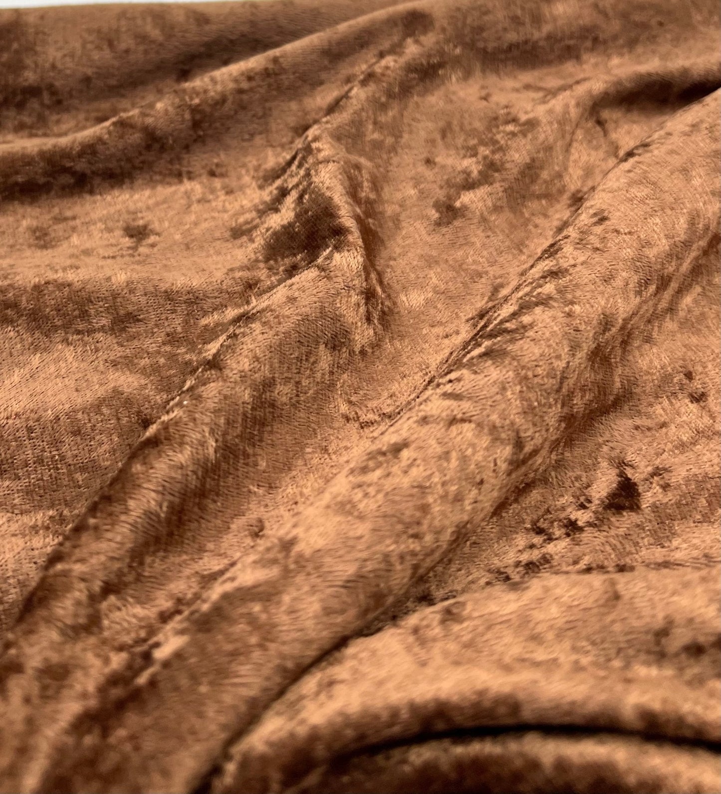 Toffee Brown Crushed Velour Spandex Stretch Fabric
