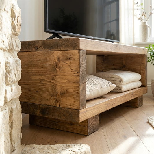 TORIE Solid Wood Chunky TV Unit