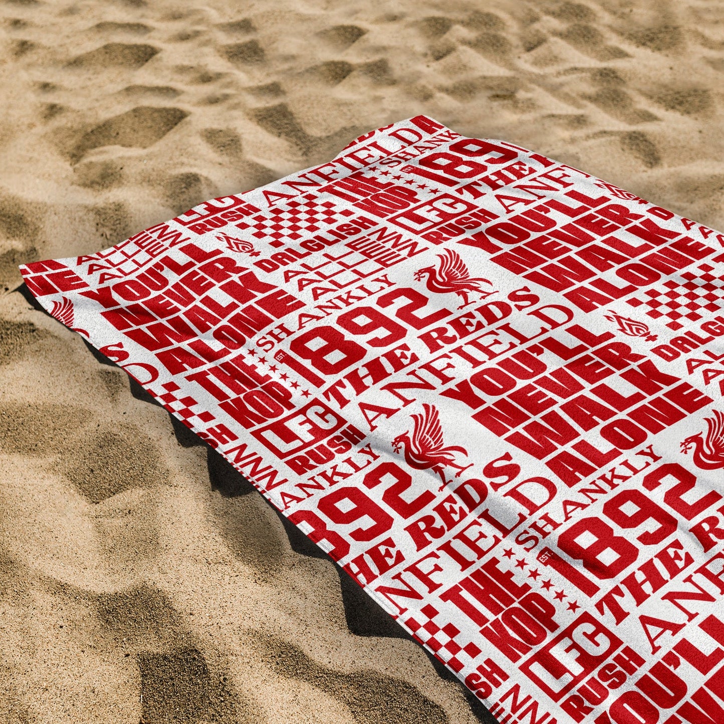 Liverpool - Word Montage - Beach Towel - Microfibre Retro Beach Towel - 150cm x 75cm