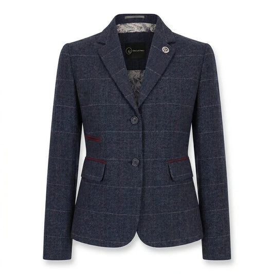 TPW-32 - Women's Navy Wool Blend Tweed Blazer Waistcoat
