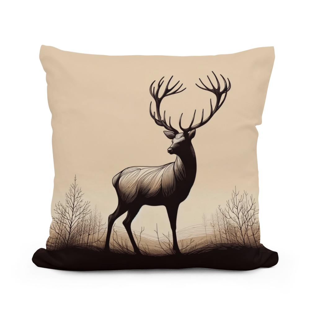 Noble Stag Silhouette Cotton Cushion