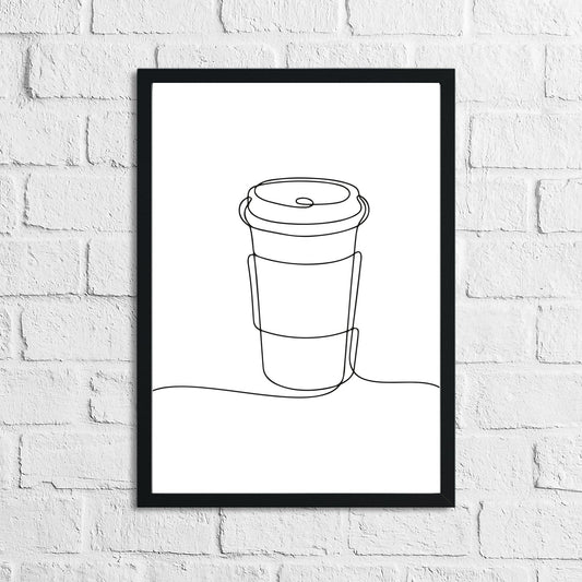 Travel Cup Simple Line Work Kitchen Wall Decor Print