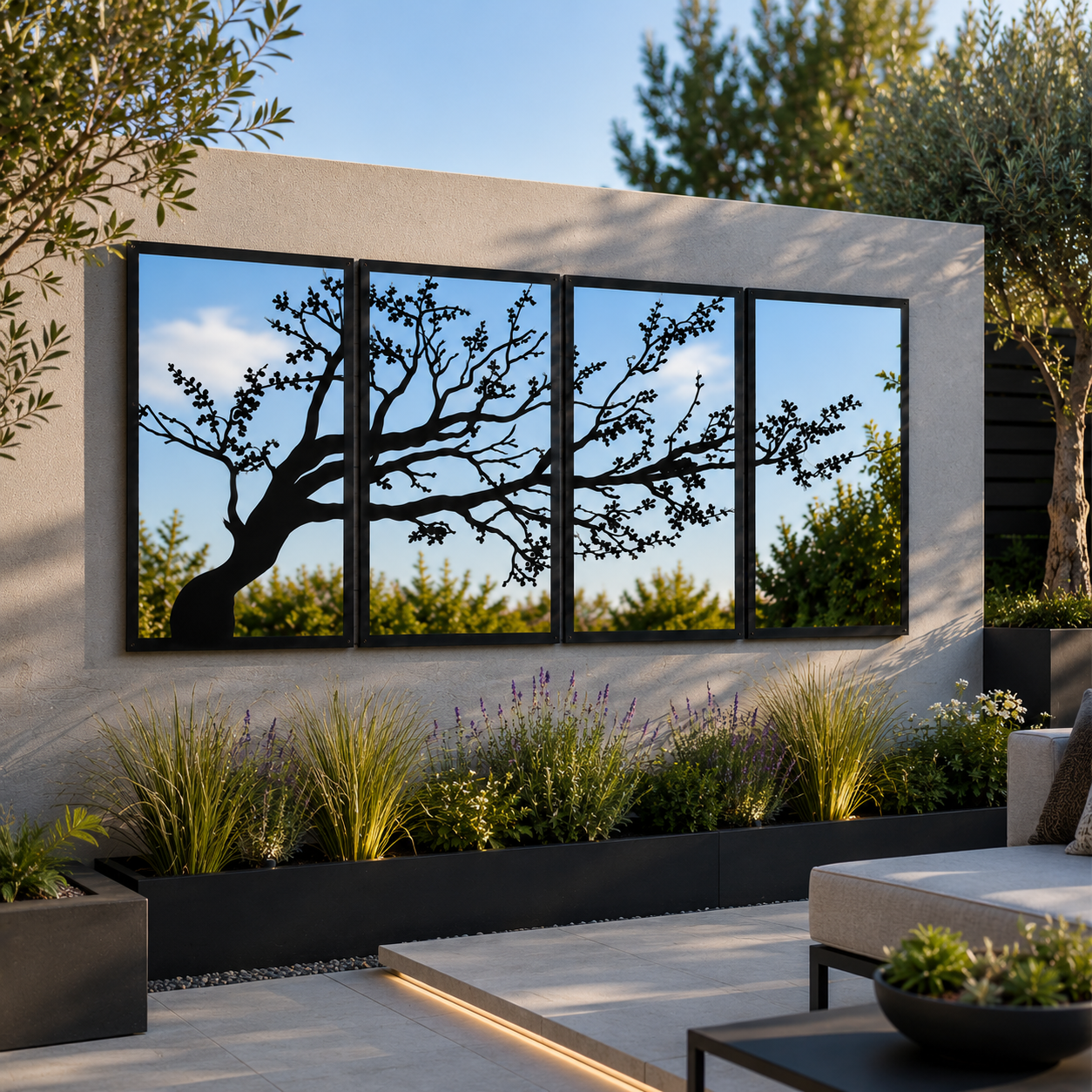 SunCatcher Garden Mirror Set of Four Panels Tree