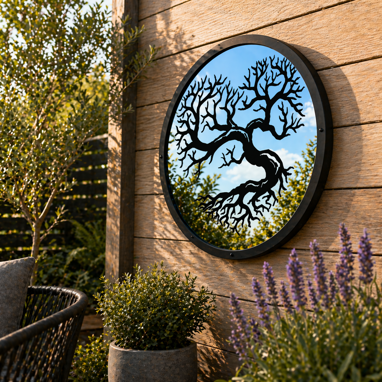 SunCatcher Garden Mirror Round Heart Shaped Tree Range of Sizes