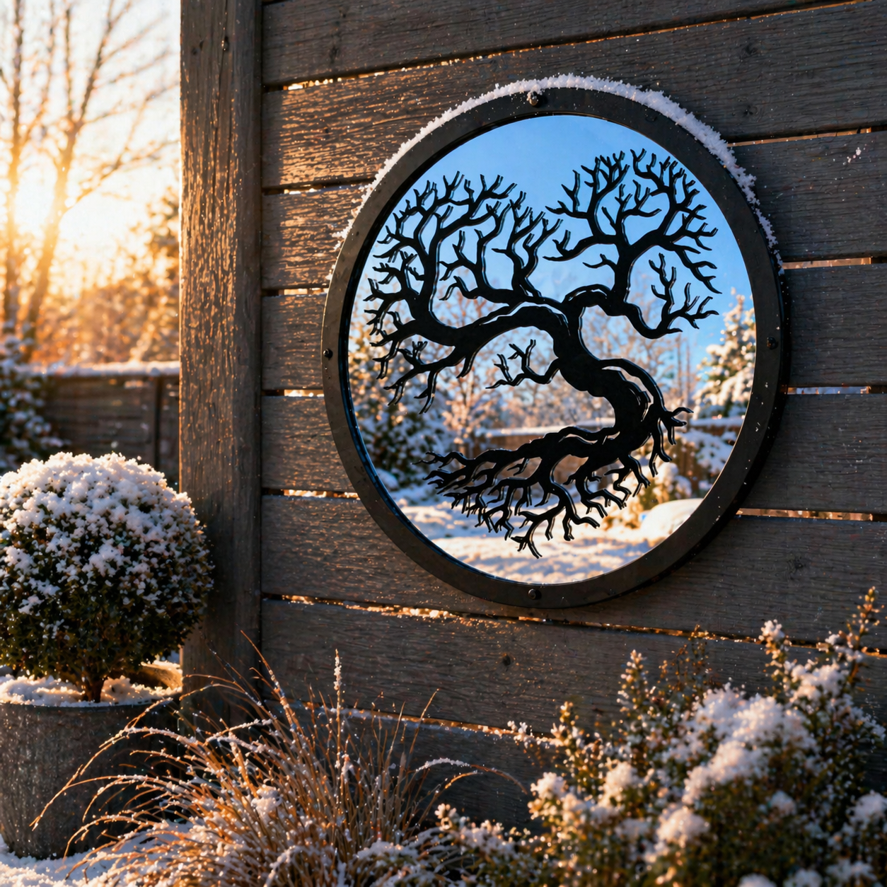 SunCatcher Garden Mirror Round Heart Shaped Tree Range of Sizes