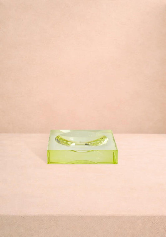 Chelsea Glass Trinket Tray - Yellow/Green