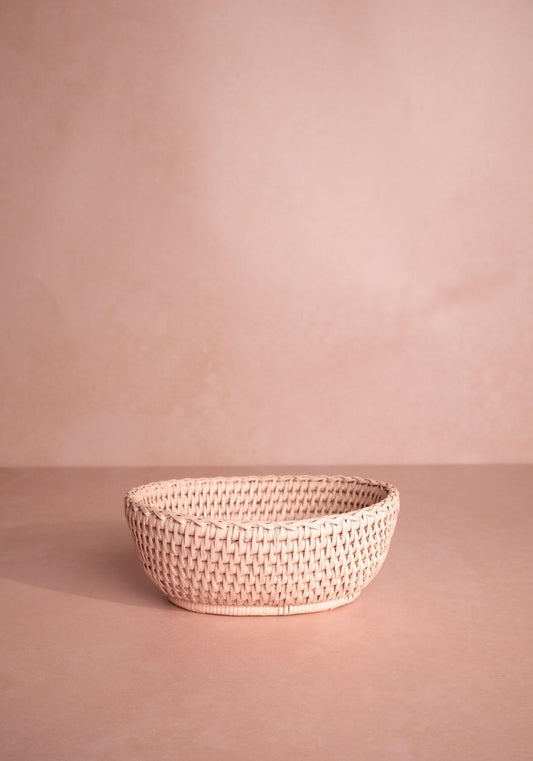 Mayfair Trinket Hold All Rattan Basket in Pink