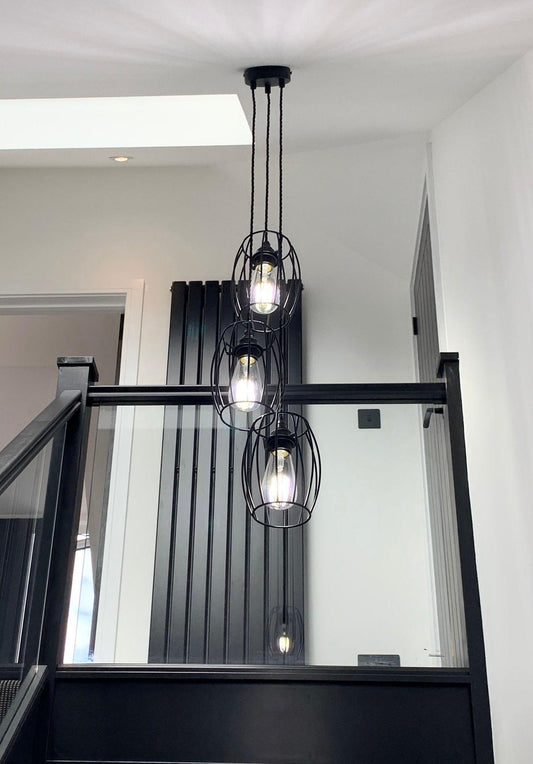 Triple Cluster Pendant Light Barrel Cages