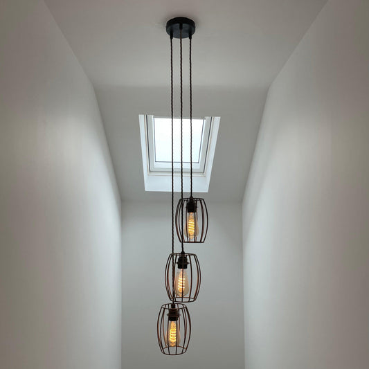 Triple Cluster Pendant Light Barrel Cages