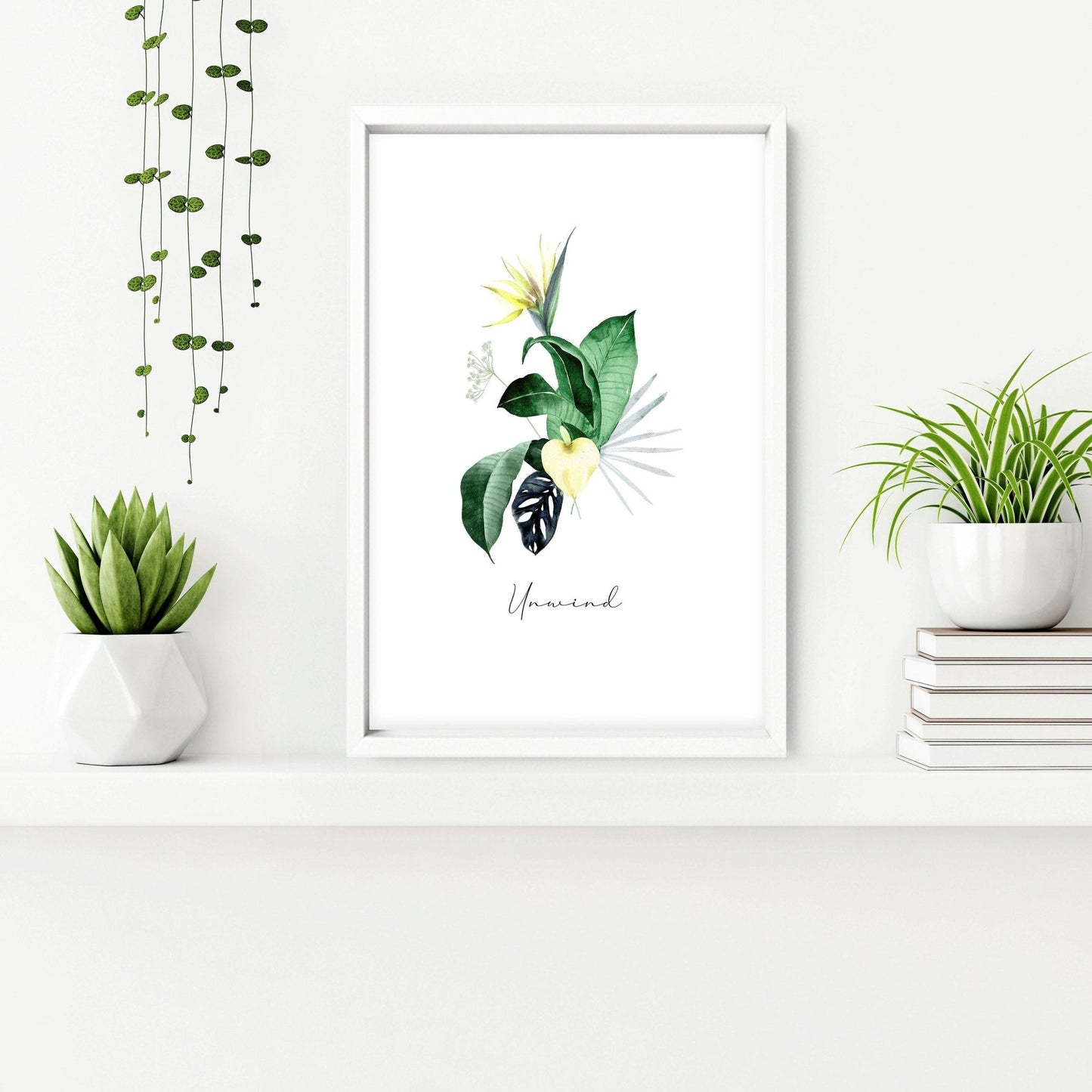 Decoration for bathroom walls | Set of 3 Tropical wall art