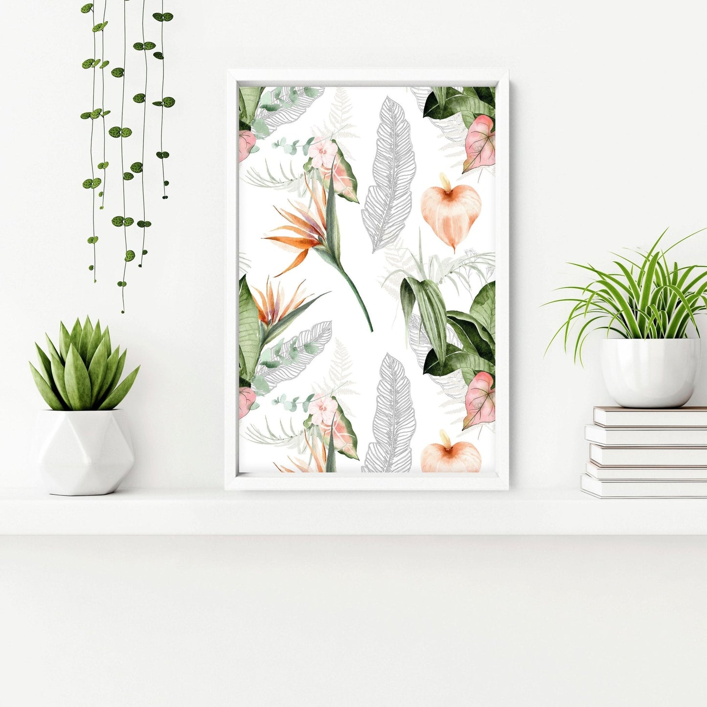 Bathroom wall decorations | set of 3 Tropical wall art