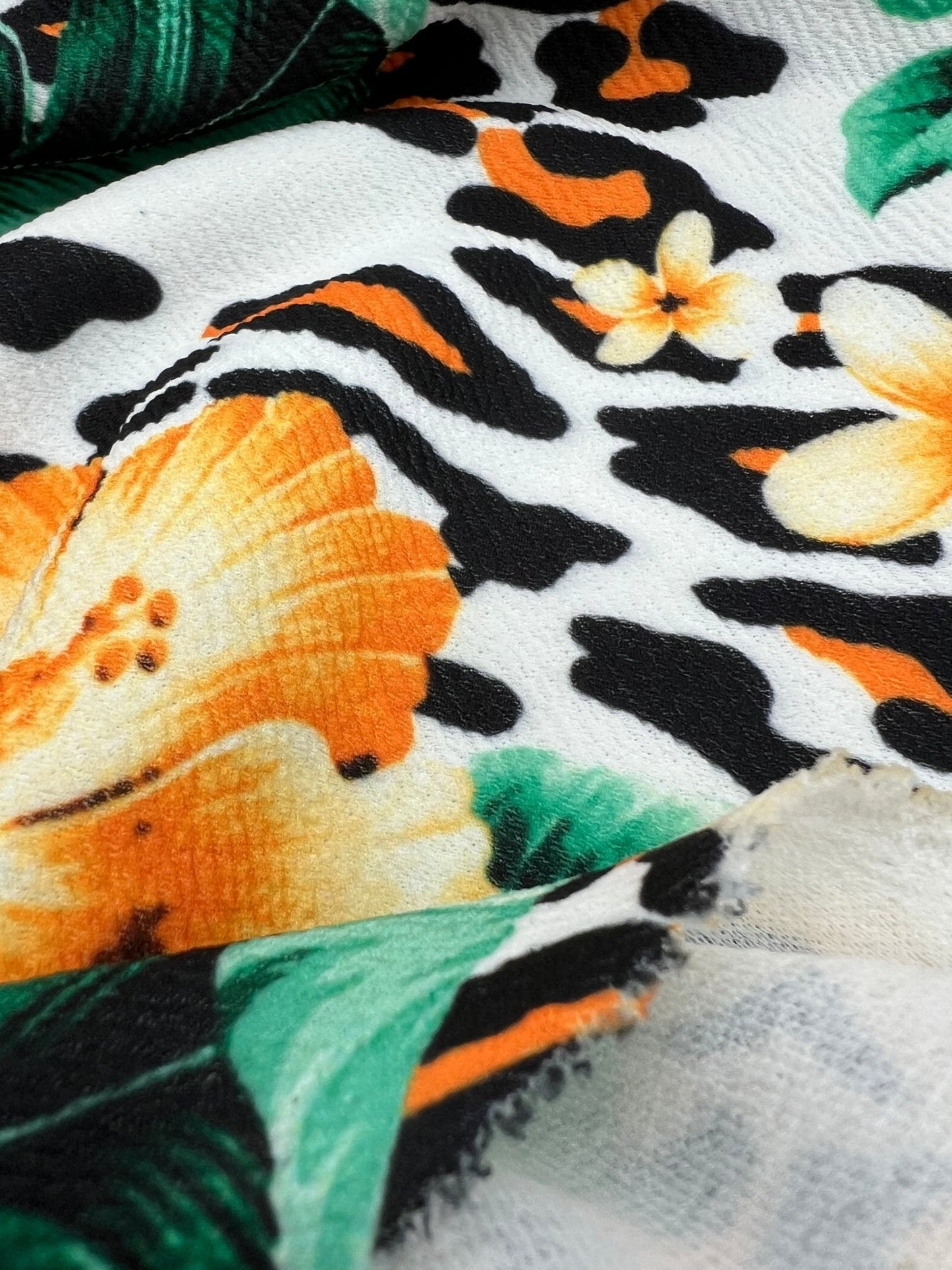 Tropical Floral Print Liverpool Bullet Stretch Fabric