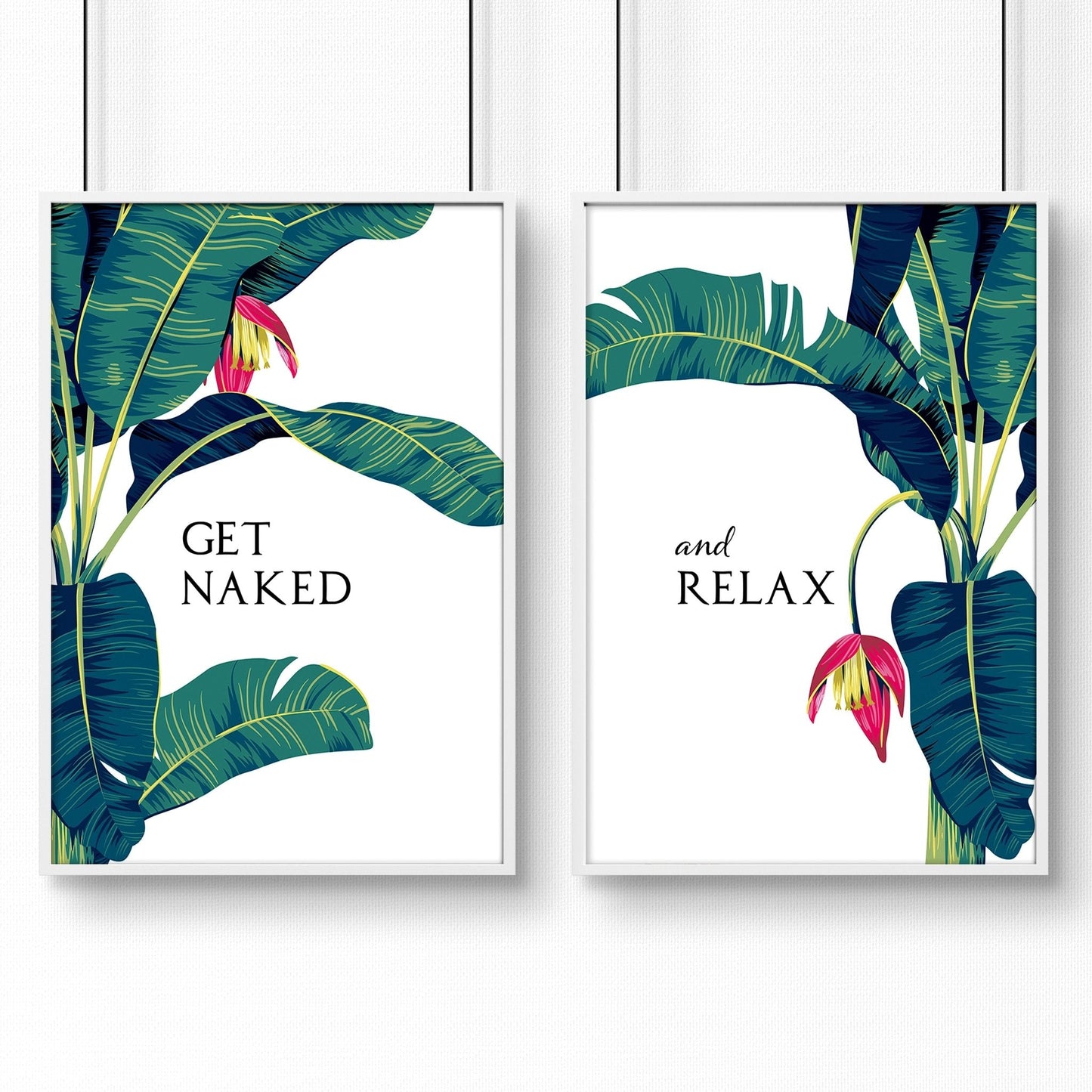 Prints for the bathroom walls | Set of 2 Tropical  wall art
