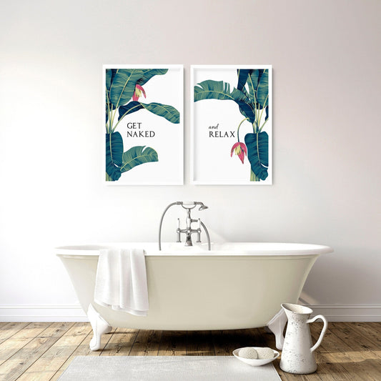 Prints for the bathroom walls | Set of 2 Tropical  wall art
