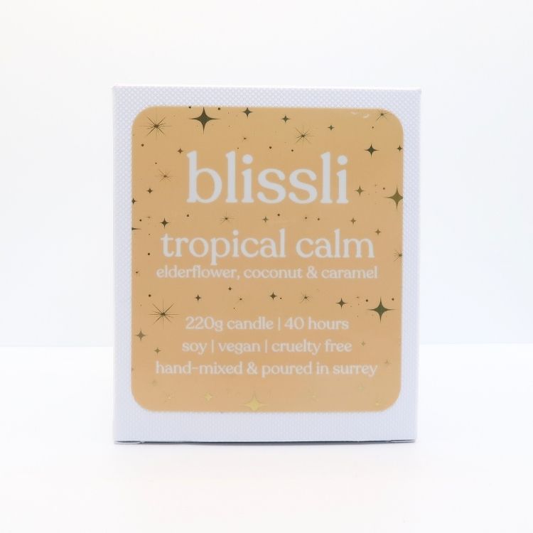 tropical calm – elderflower, coconut & caramel 220g soy candle