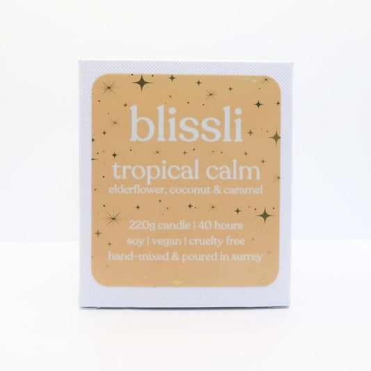 tropical calm – elderflower, coconut & caramel 220g soy candle