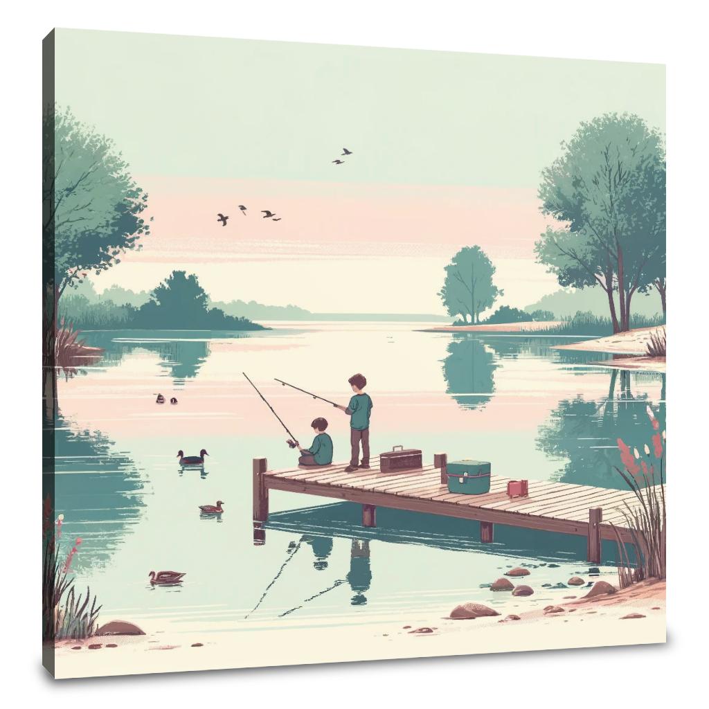 Lakeside Fishing Canvas