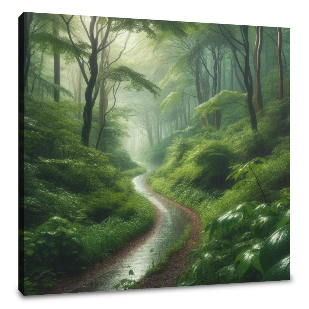 Rainy Forest Pathway Canvas
