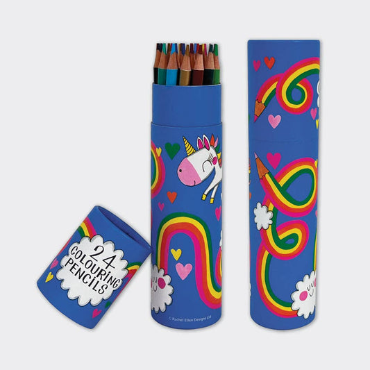 Tube of 24 Colouring Pencils - Unicorn & Rainbow