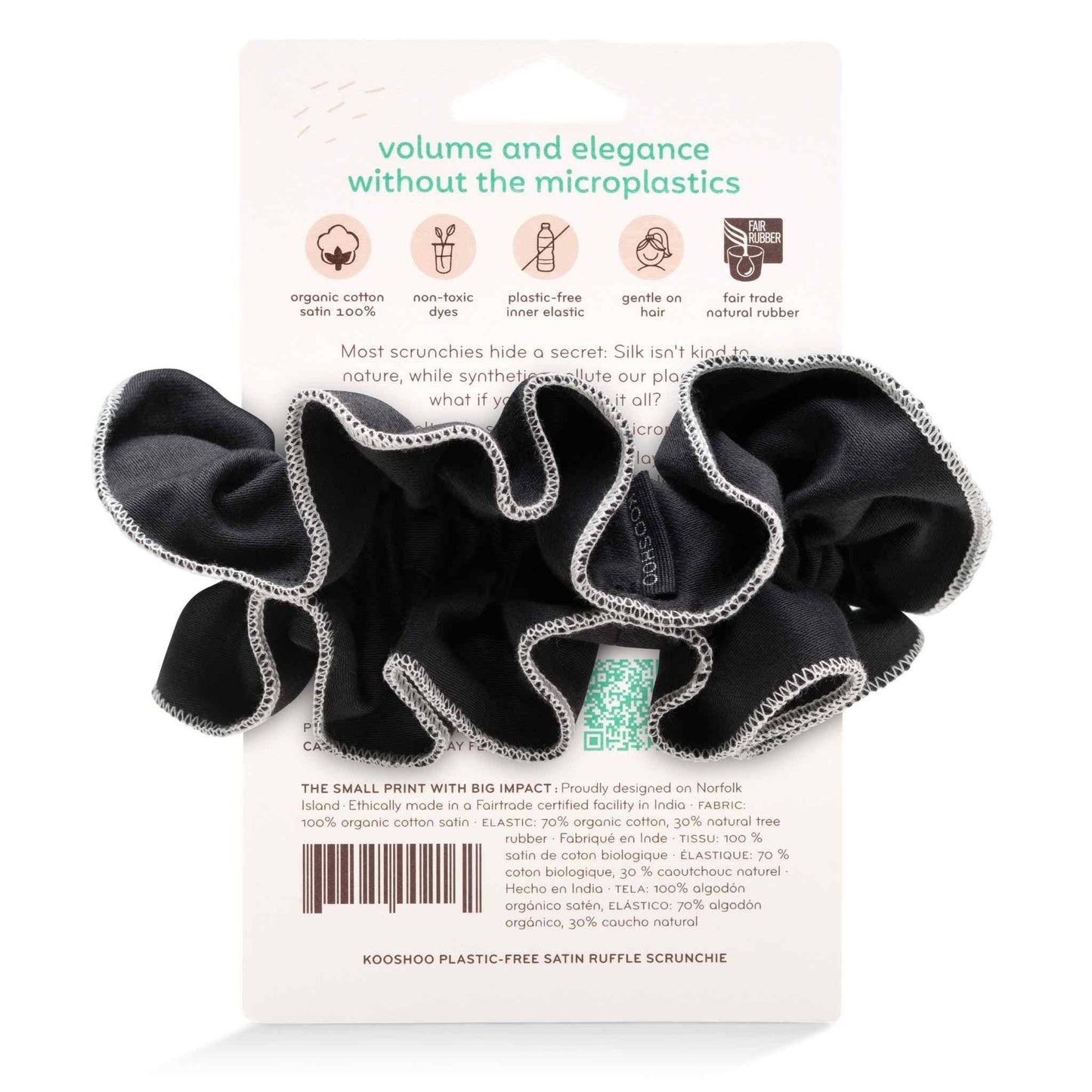 Tuxedo Ruffle Scrunchie – Organic Ruched Satin