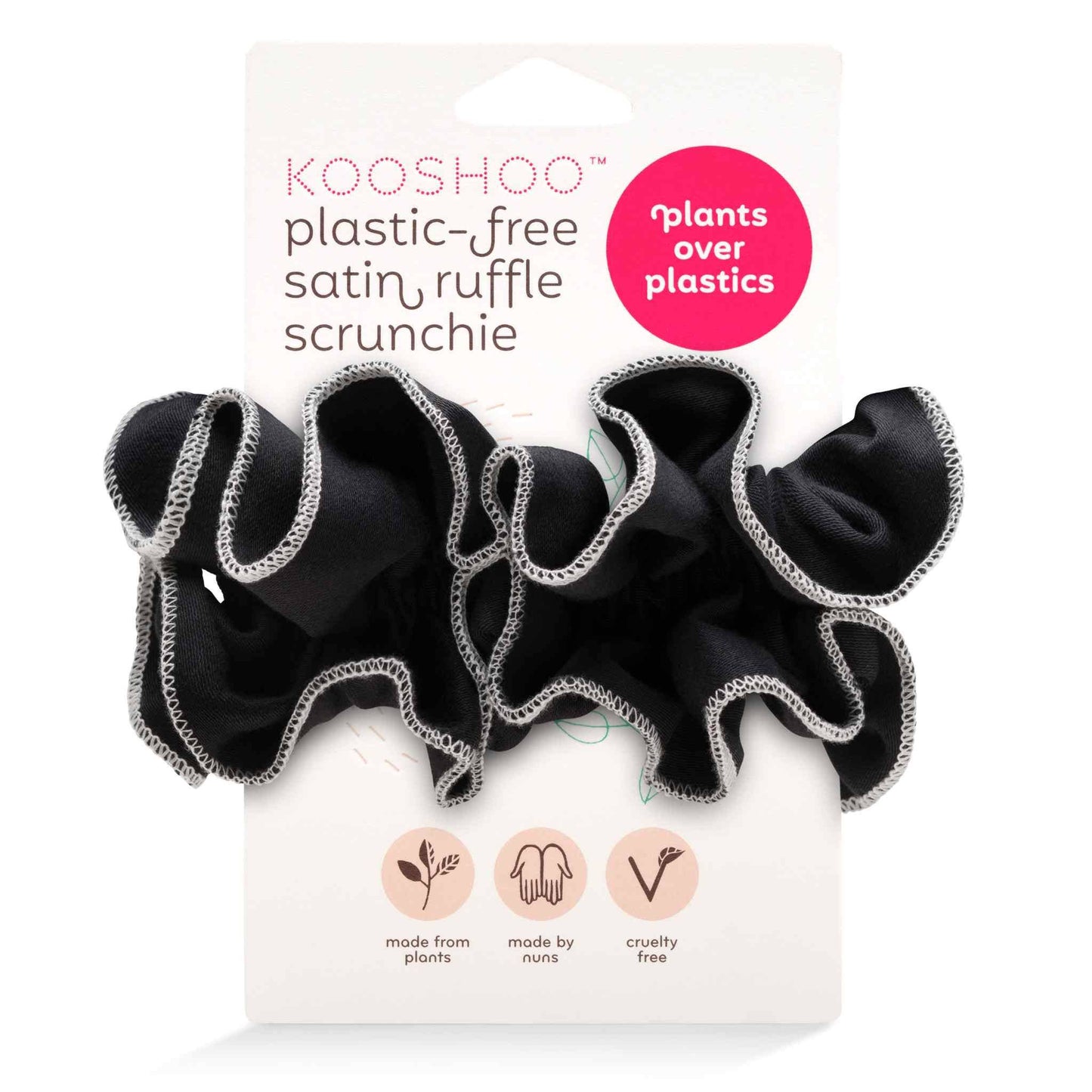 Tuxedo Ruffle Scrunchie – Organic Ruched Satin
