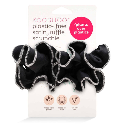 Tuxedo Ruffle Scrunchie – Organic Ruched Satin