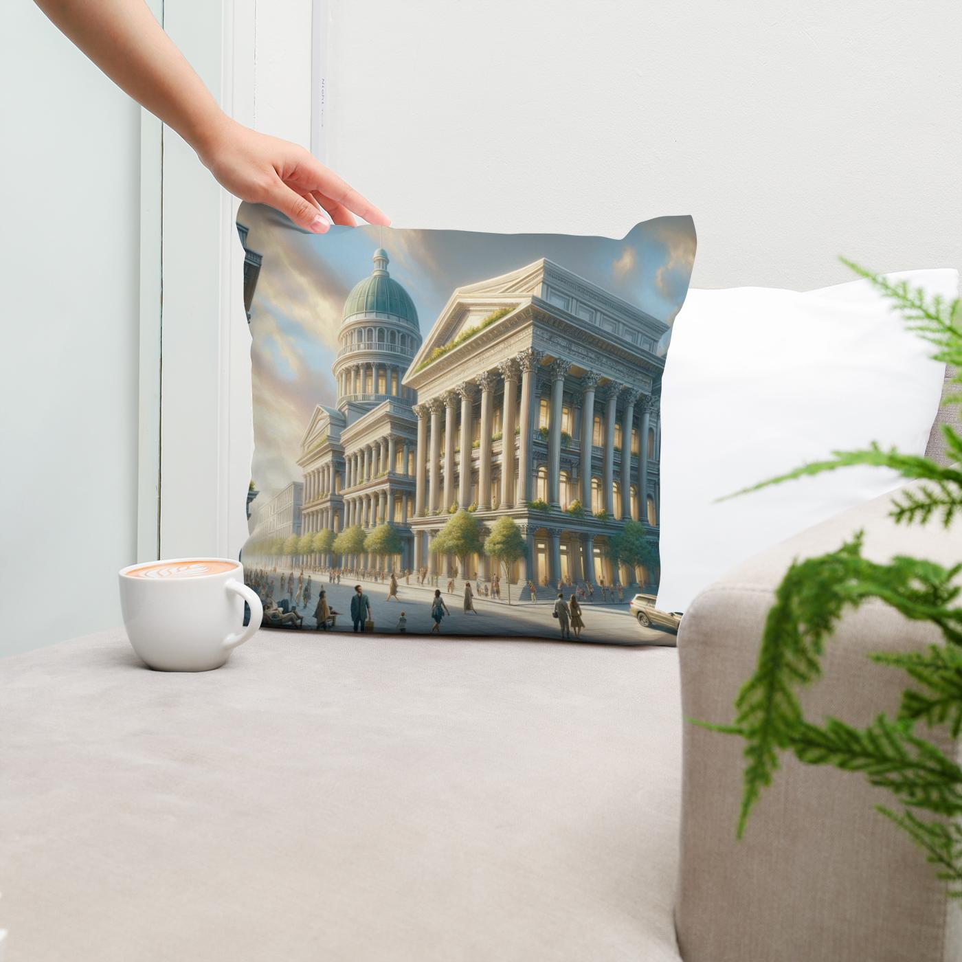Neo-Neoclassical Square Cotton Cushion