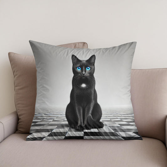 Midnight Blue Gaze Cotton Cushion
