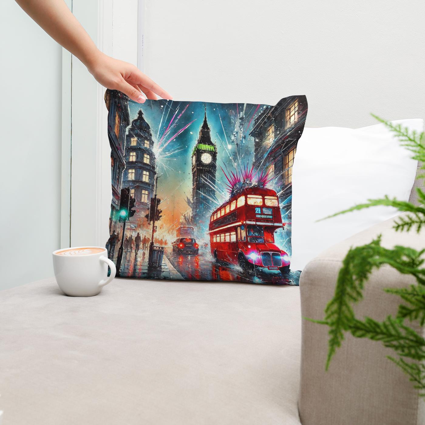 Neon Chaos London Cotton Cushion
