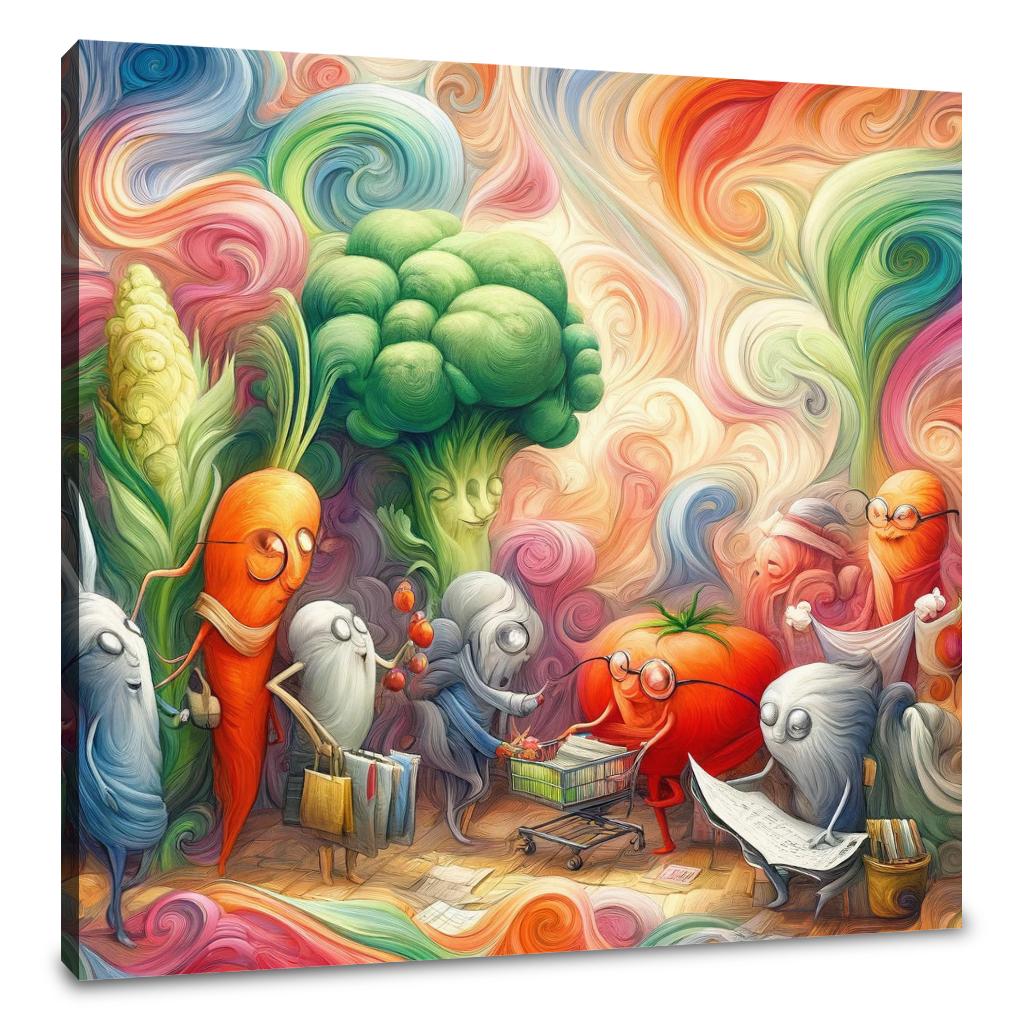 Vibrant Vegetable Gathering Canvas