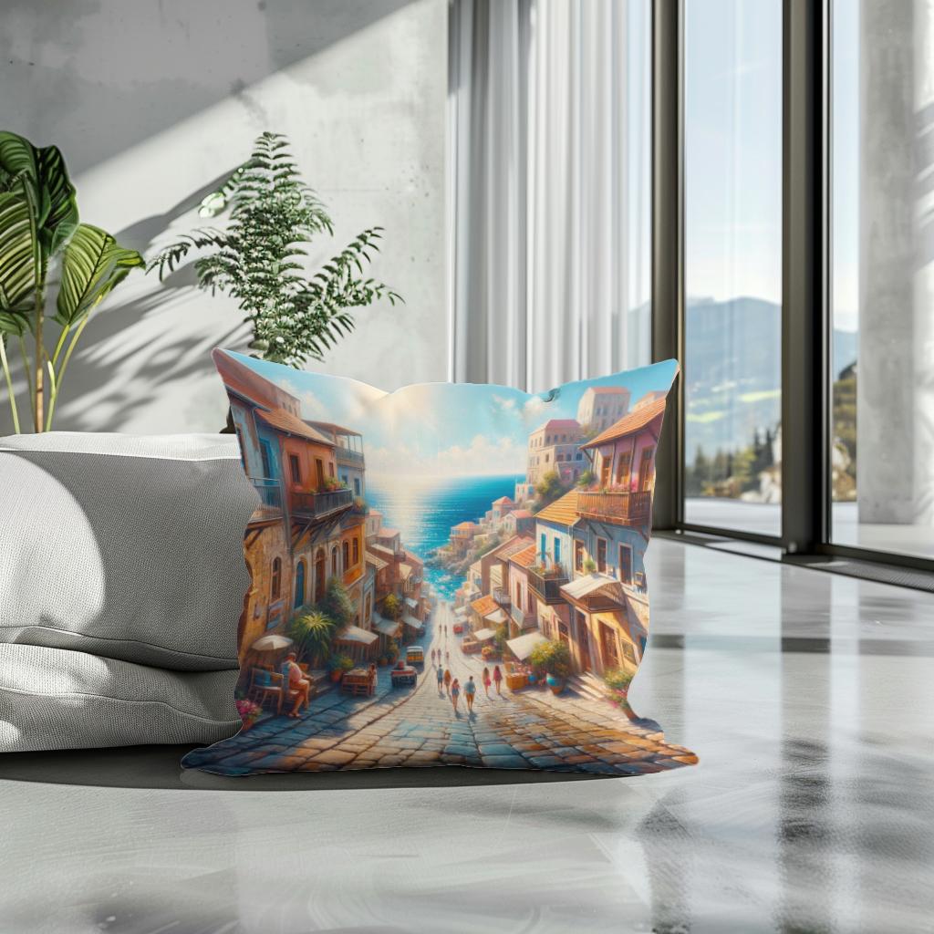 Sunny Mediterranean Charm Cotton Cushion
