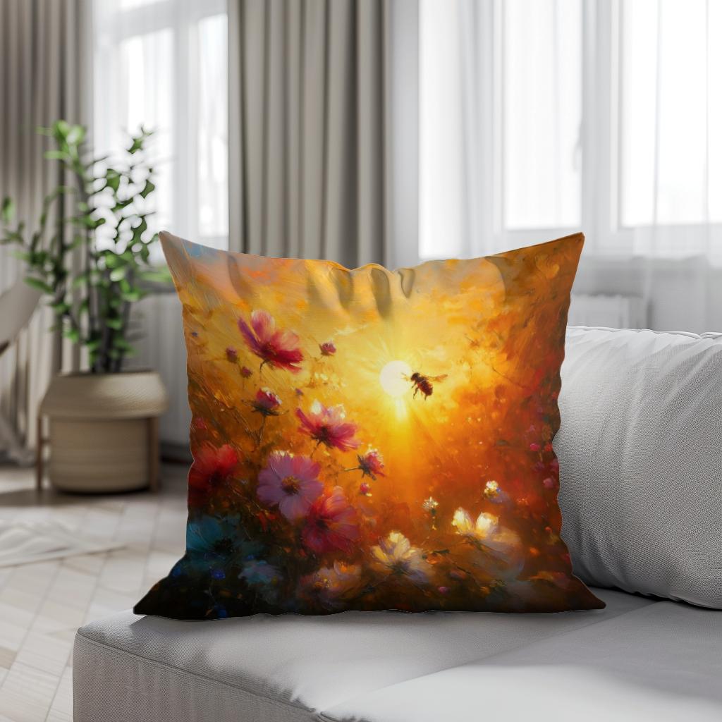 Golden Hour Bee Cotton Cushion