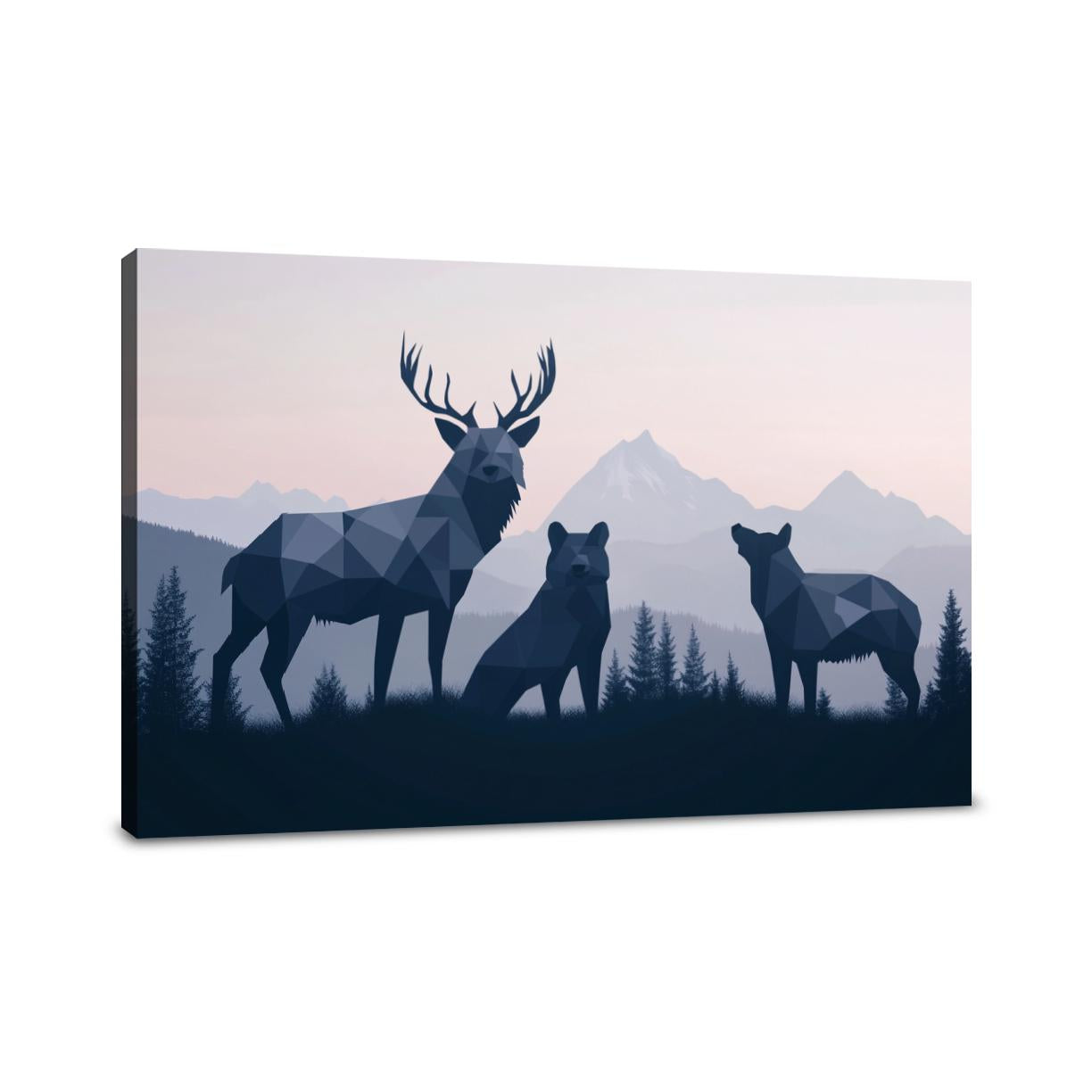 Sombre Wildlife Geometry Canvas