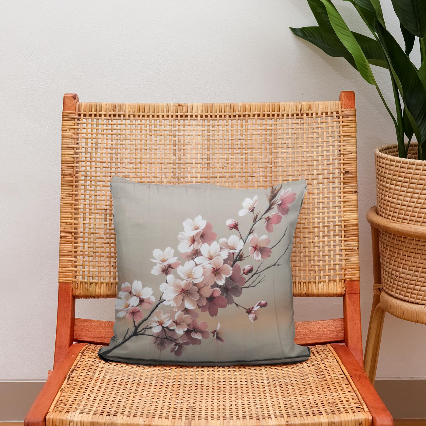 Cherry Blossom Elegance Cotton Cushion