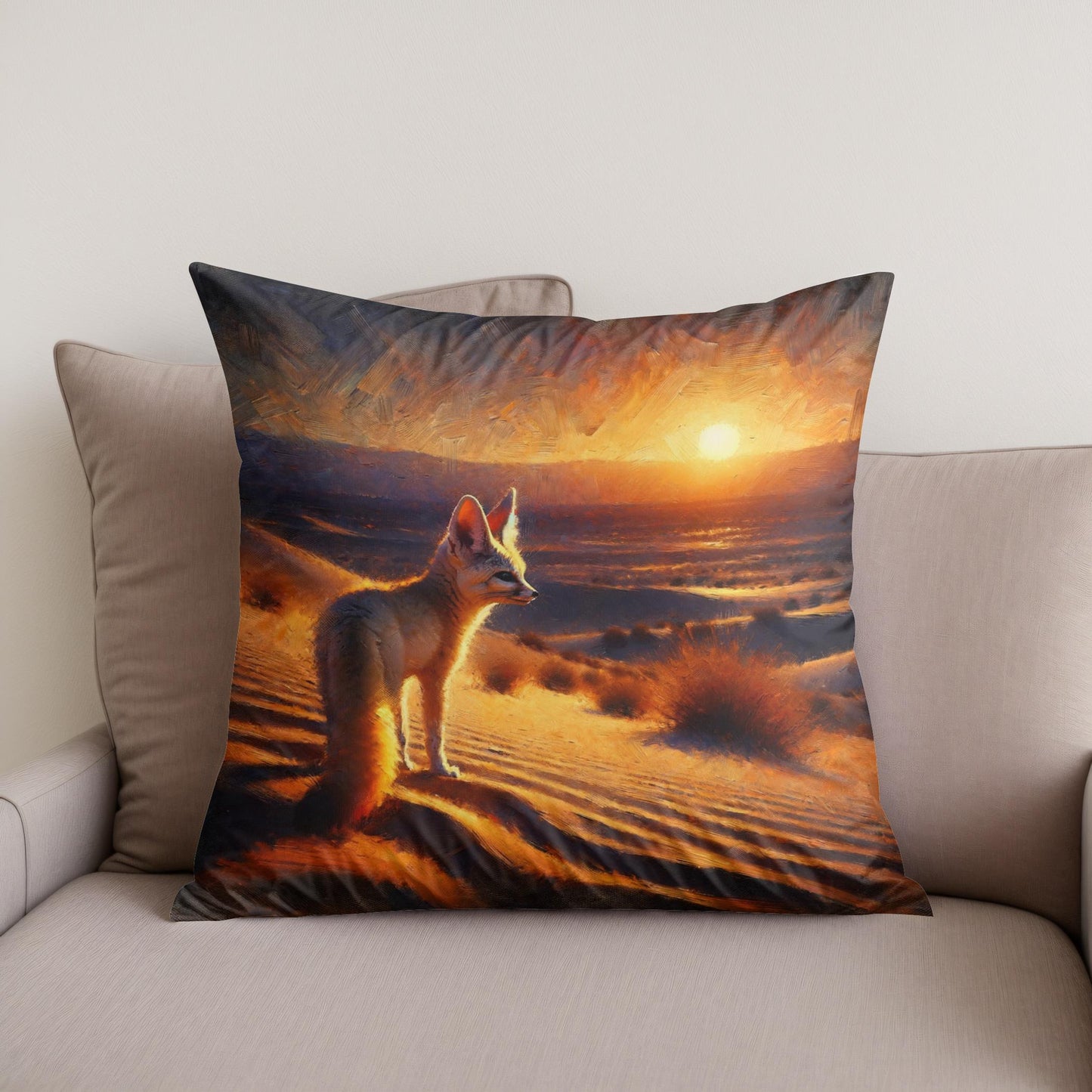 Desert Dusk Wanderer Cotton Cushion