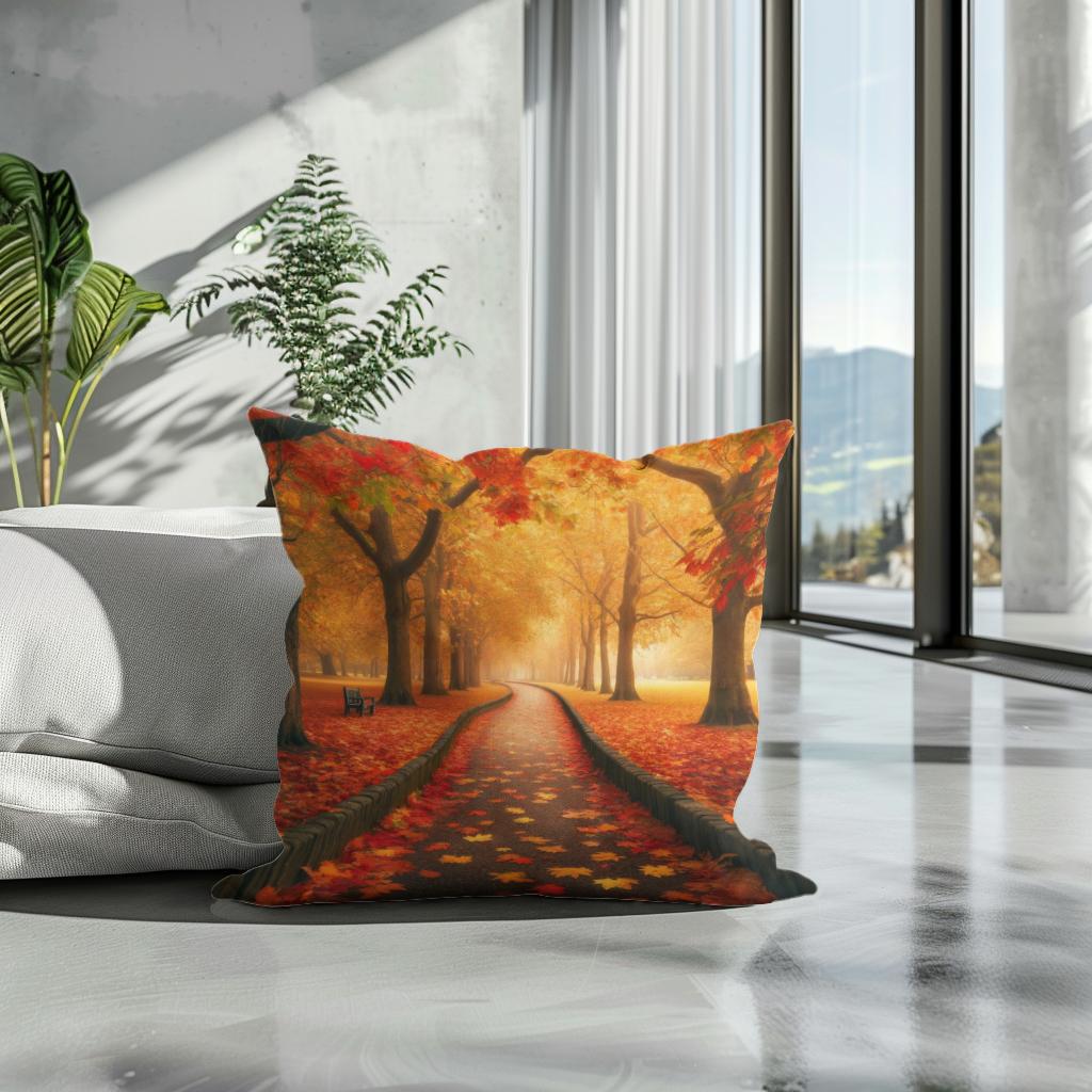 Autumn Pathway Serenity Cotton Cushion