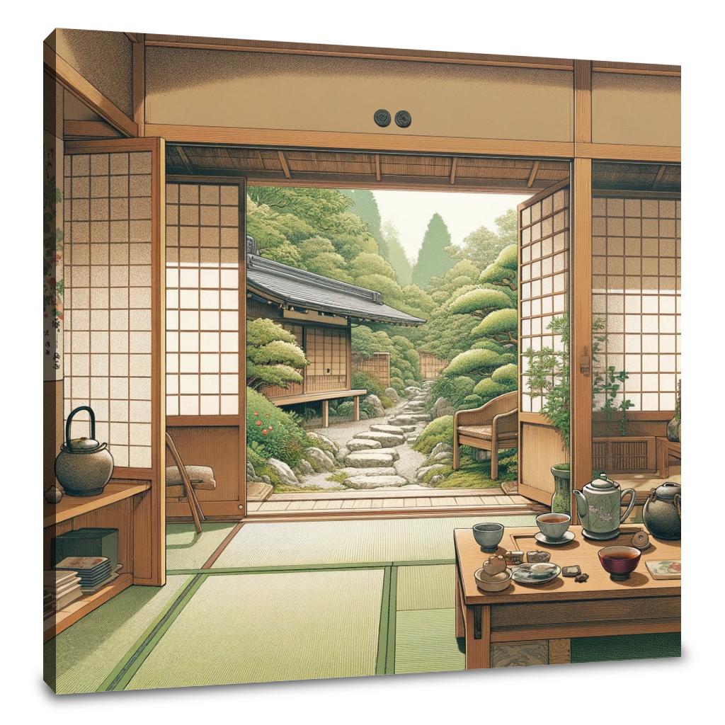 Serene Tea House Canvas